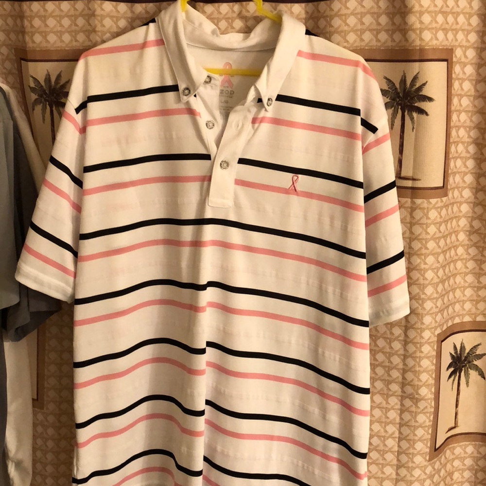 Men’s izod golf shirt breast cancer awareness L